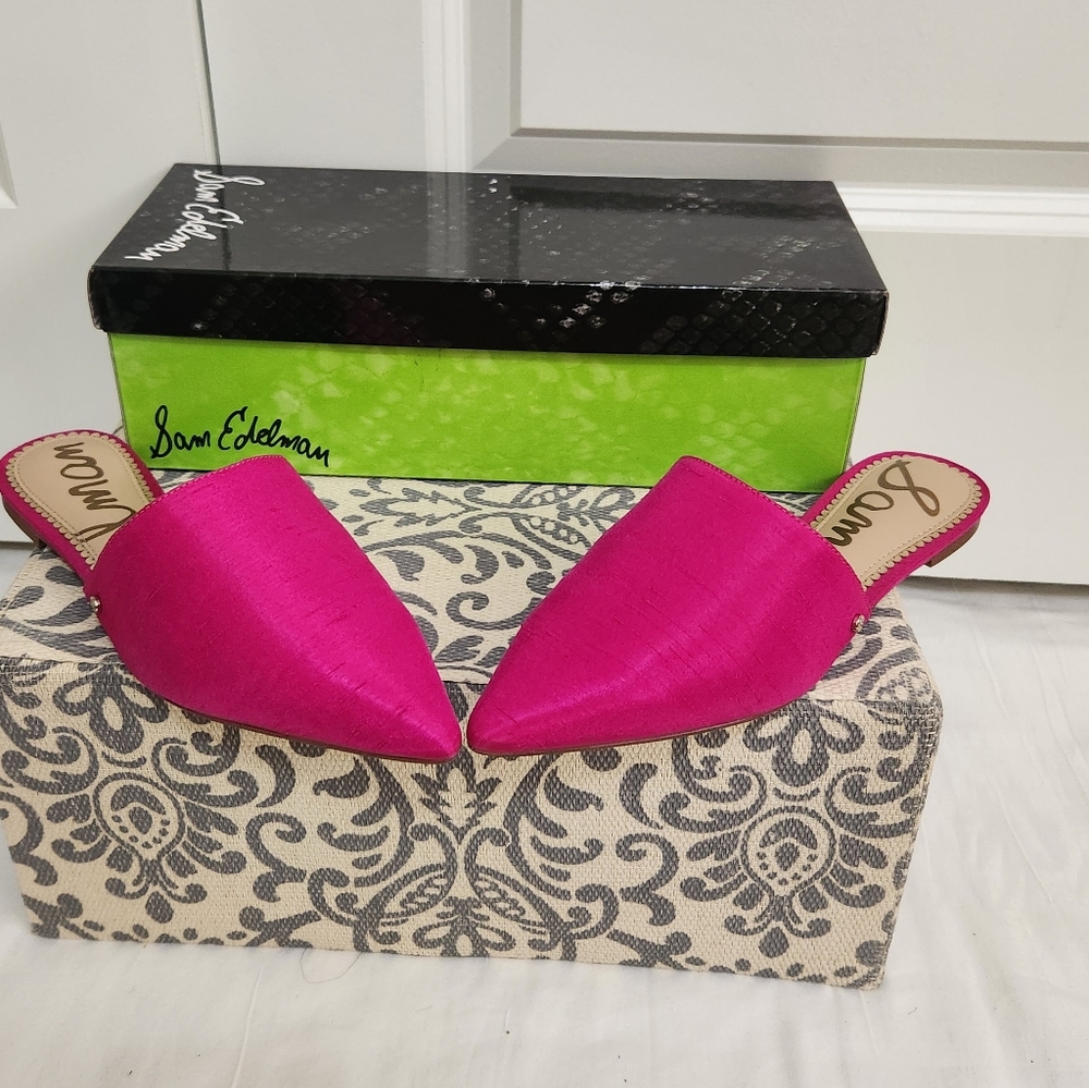 Sam Edelman Hot Pink Pointed Toe Mules - Picture 3 of 8